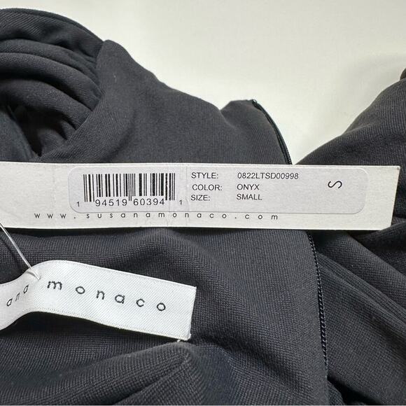 NWT | Susana Mónaco | Crisscross Mock Long Sleeve Dress | Onyx | Small - Picture 13 of 15